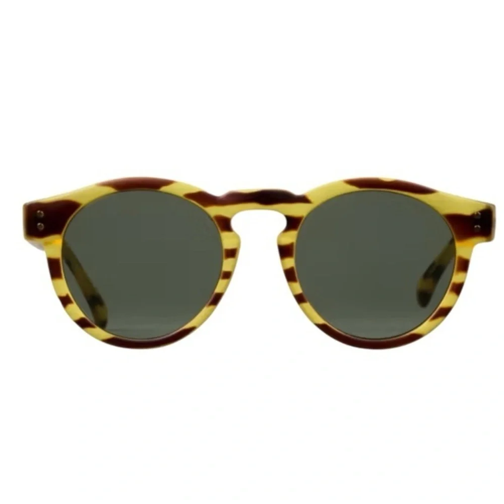 KOMONO Clement Safari Sunglasses NEW round yellow brown zebra print